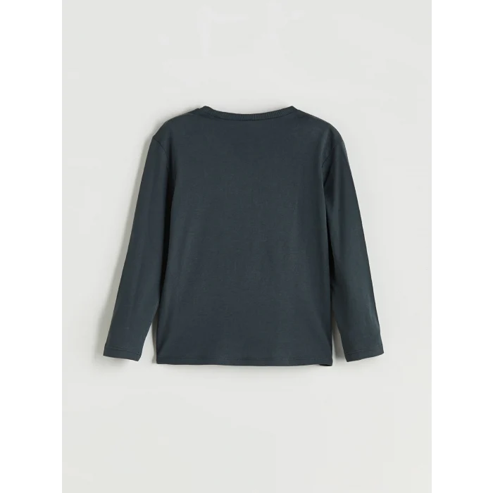 LCW Kids Antrasit Bisiklet Yaka Dinazor Baskılı Erkek Çocuk Tişört