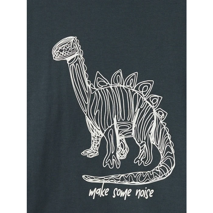 LCW Kids Antrasit Bisiklet Yaka Dinazor Baskılı Erkek Çocuk Tişört