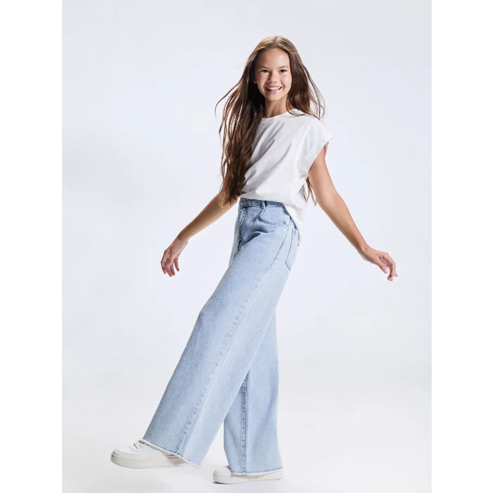 LCW Kids Mavi Wideleg Kız Çocuk Jean Pantolon