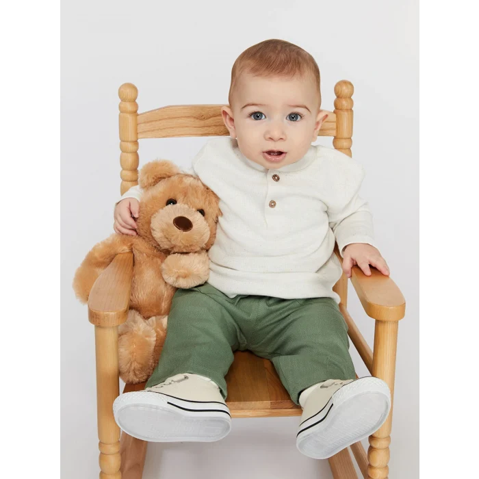 LCW baby Beyaz Bisiklet Yaka Erkek Bebek Tişört ve Şort 2li Takım