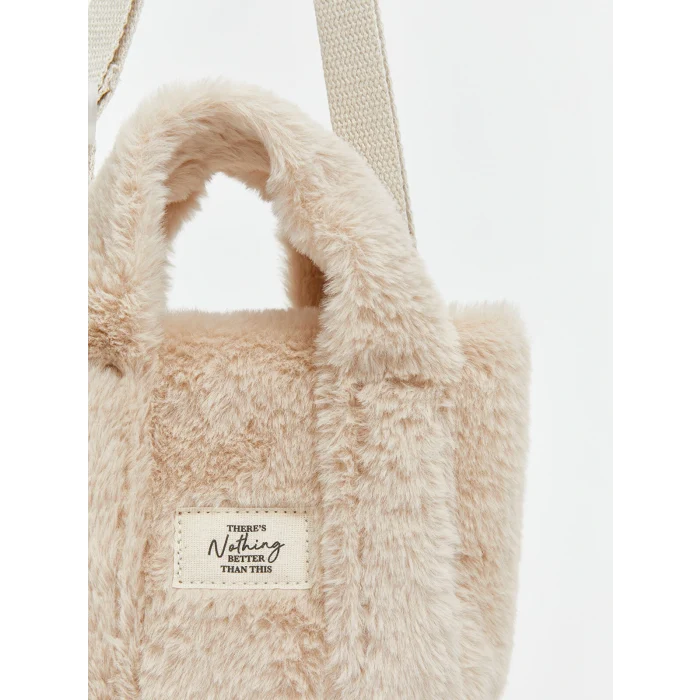 LCW ACCESSORIES Bej Pelüş Kız Çocuk Omuz Çantası