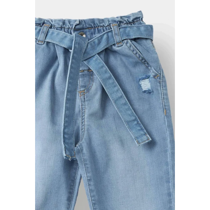 Defacto D1532A5BE394 Mavi Kız Bebek Paperbag Düz Paça Jean Pantolon