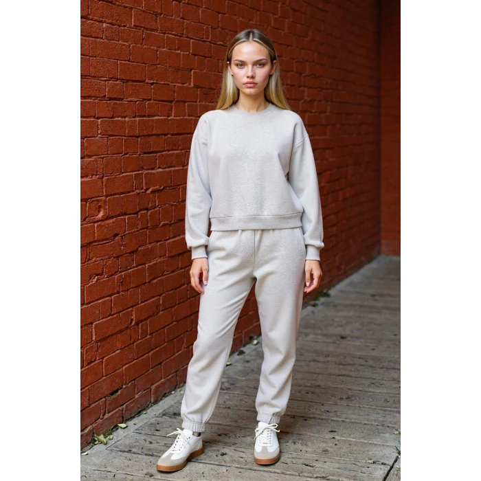 Defacto D8022 Gri Regular Fit Normal Kalıp Basic Düz İçi Kalın Polarlı Eşofman Takımı