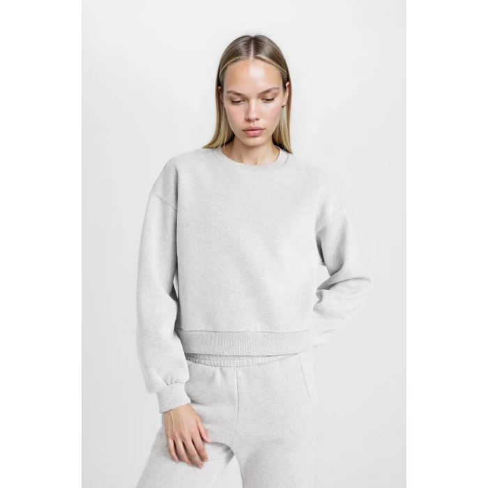 Defacto D8022 Gri Regular Fit Normal Kalıp Basic Düz İçi Kalın Polarlı Eşofman Takımı