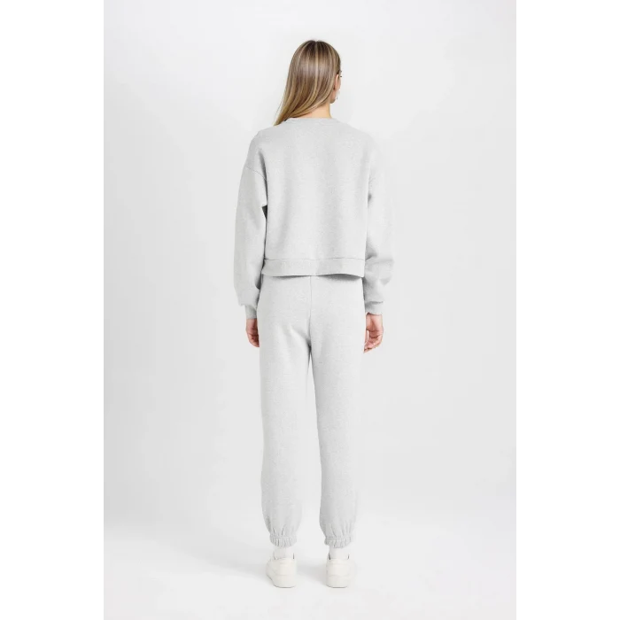 Defacto D8022 Gri Regular Fit Normal Kalıp Basic Düz İçi Kalın Polarlı Eşofman Takımı