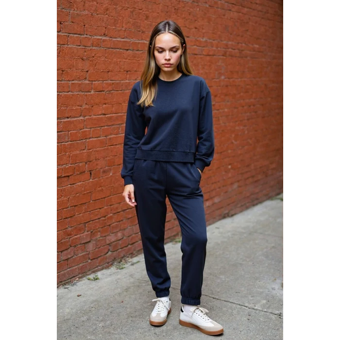 Defacto D8022 Lacivert Regular Fit Normal Kalıp Basic İçi Kalın Polarlı Eşofman Takımı