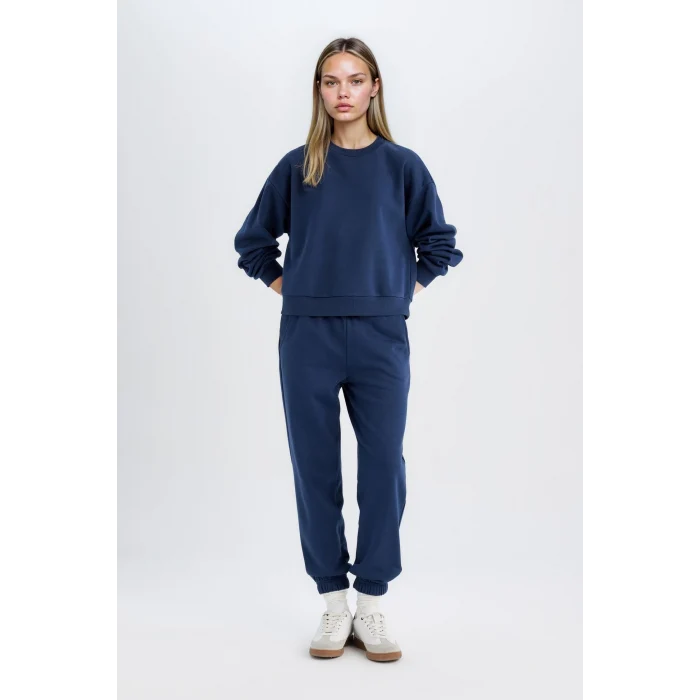 Defacto D8022 Lacivert Regular Fit Normal Kalıp Basic İçi Kalın Polarlı Eşofman Takımı