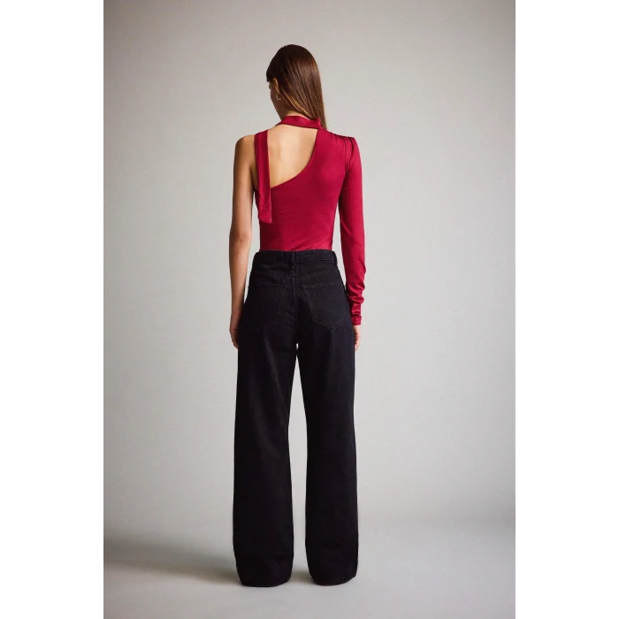 Defacto F5788AXNM40 Siyah Straight Wide Yüksek Bel Uzun Jean Pantolon