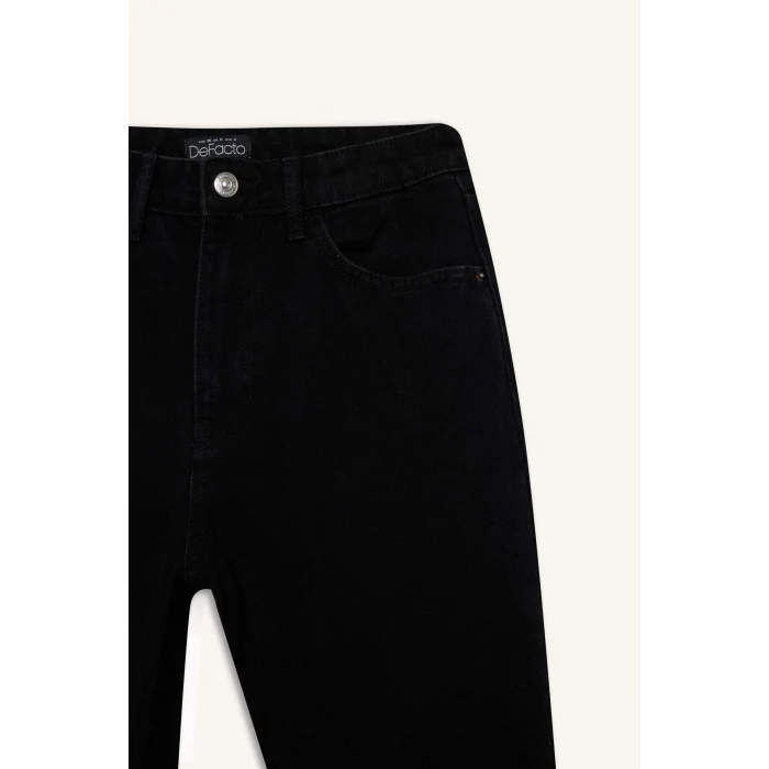 Defacto F5788AXNM40 Siyah Straight Wide Yüksek Bel Uzun Jean Pantolon