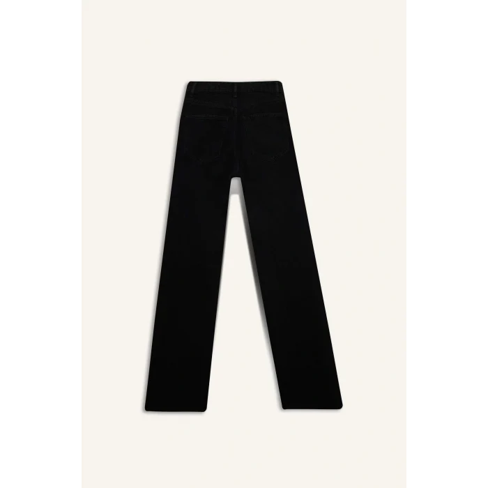 Defacto F5788AXNM40 Siyah Straight Wide Yüksek Bel Uzun Jean Pantolon