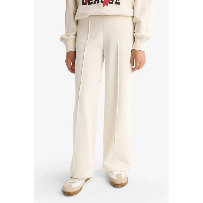 Defacto F2564A8ER238 Ekru Kız Çocuk 2li Takım Baskılı Sweatshirt Eşofman Altı