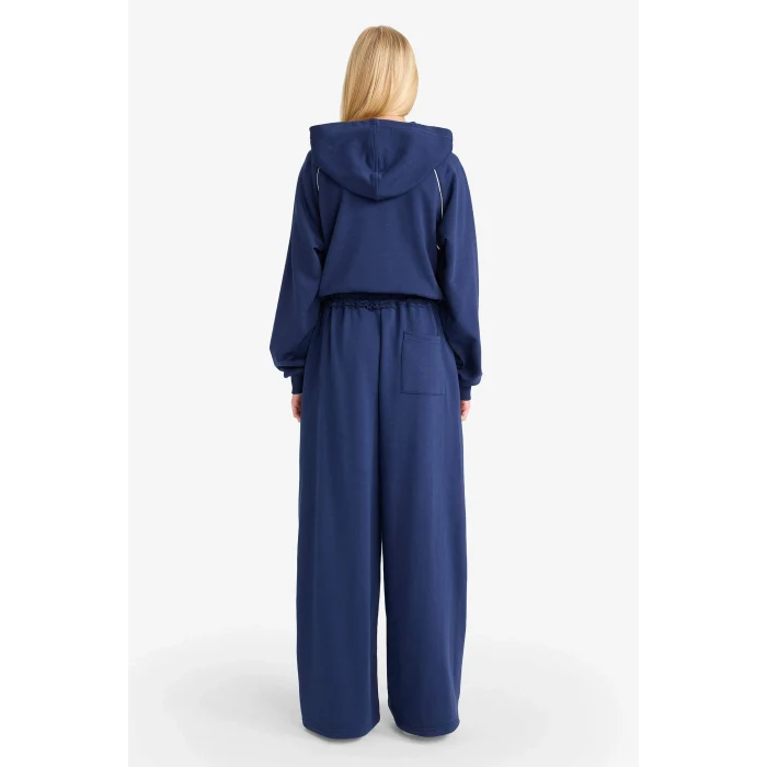 Defacto F9618AXNV241 Lacivert Coool Beli Lastikli Wide Leg Eşofman Altı