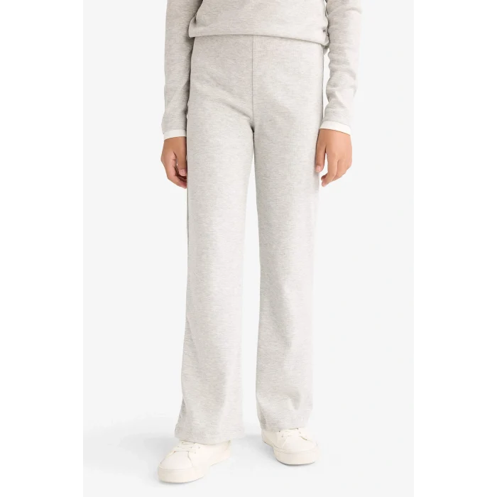 Defacto G0119A8GR93 Gri Kız Çocuk 2li Takım Baskılı Uzun Kollu Tişört Eşofman Altı