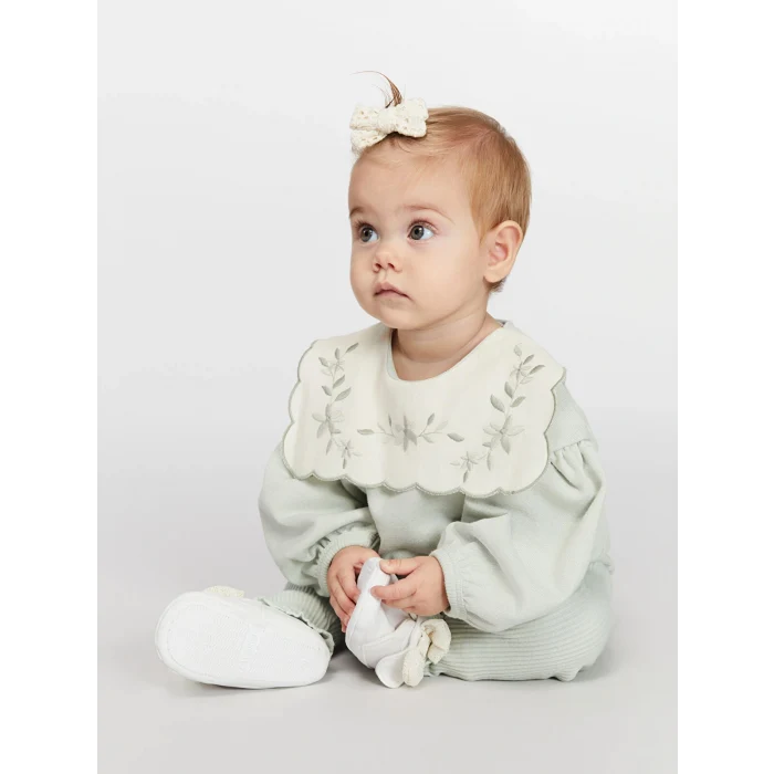 LCW baby Gri Bisiklet Yaka Kız Bebek Sweatshirt ve Tayt 2li