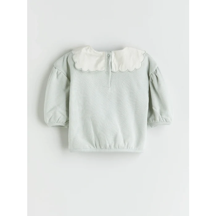 LCW baby Gri Bisiklet Yaka Kız Bebek Sweatshirt ve Tayt 2li