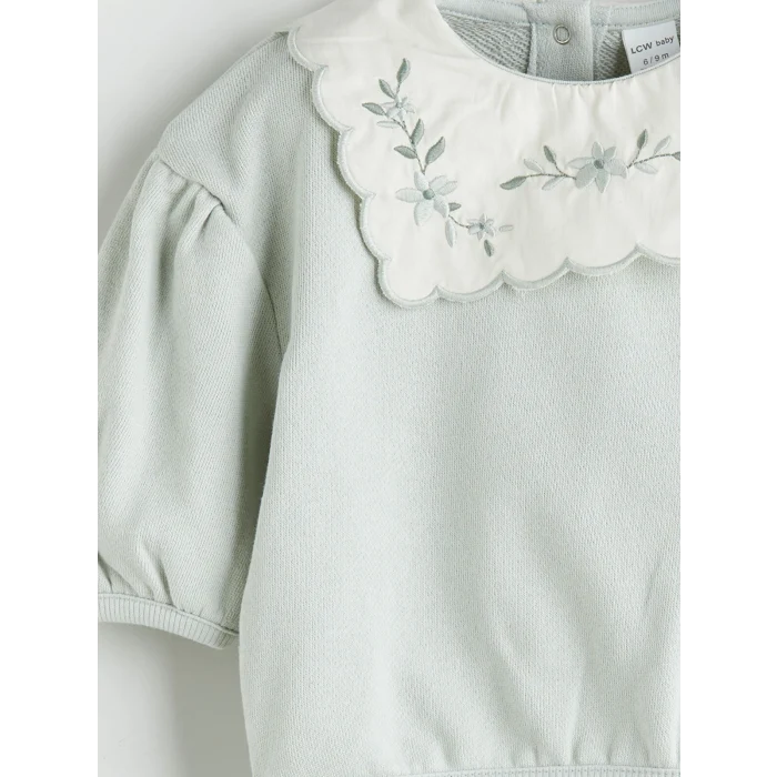 LCW baby Gri Bisiklet Yaka Kız Bebek Sweatshirt ve Tayt 2li