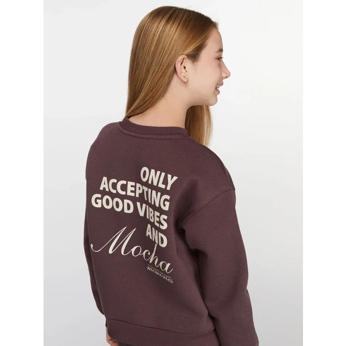 LCW Kids Mürdüm Bisiklet Yaka Kız Çocuk Sweatshirt