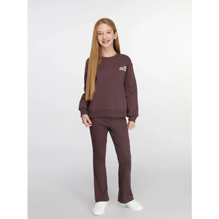 LCW Kids Mürdüm Bisiklet Yaka Kız Çocuk Sweatshirt