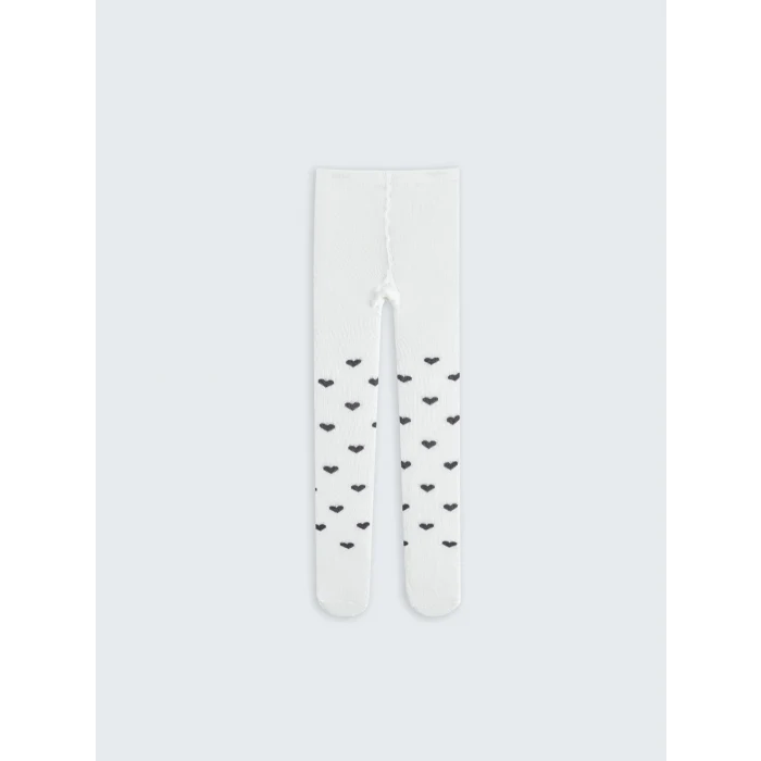 LCW baby Ekru Desenli Kız Bebek Külotlu Çorap