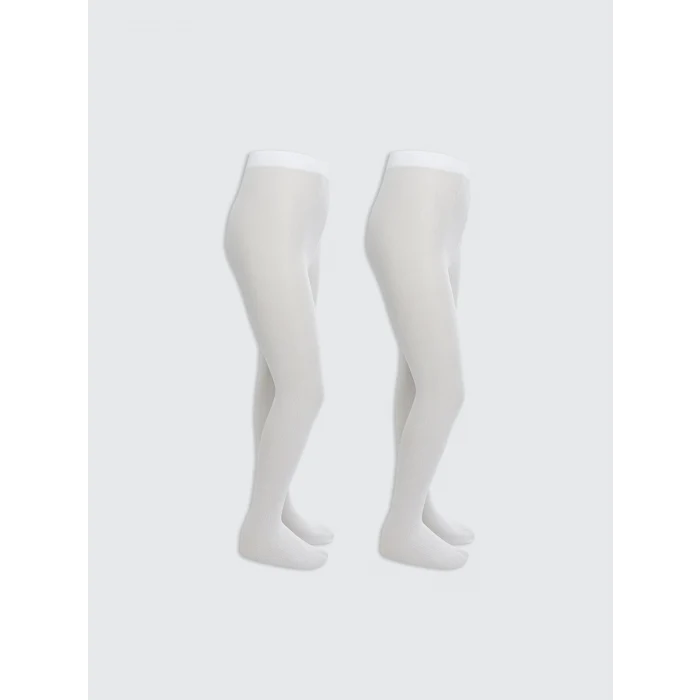 LCW Kids Beyaz Basic Kız Çocuk İnce Külotlu Çorap 2li