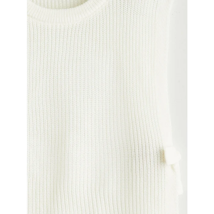 LCW Kids Ekru Fiyonk Detaylı Kız Çocuk Triko Süveter