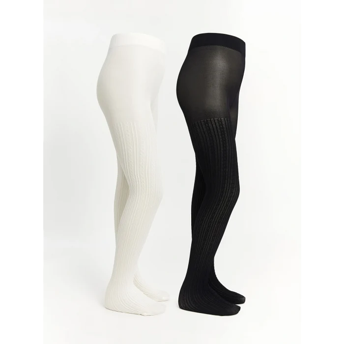 LCW Kids Ekru Kız Çocuk İnce Külotlu Çorap 2li