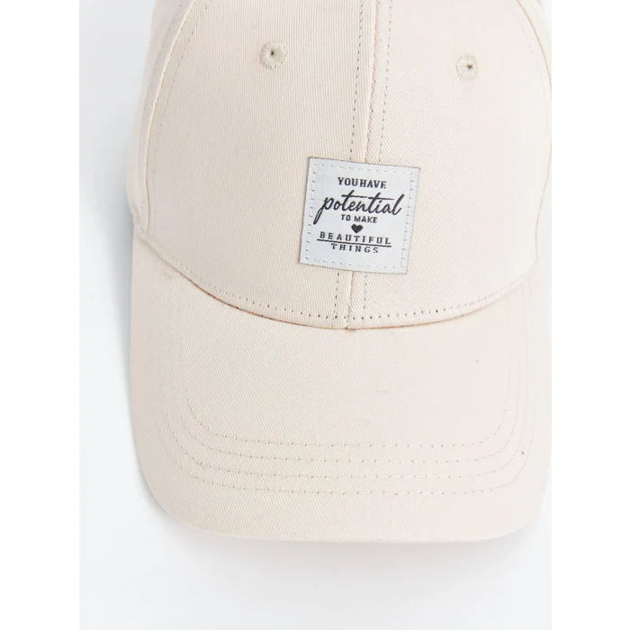 LCW ACCESSORIES Bej Yazı Nakışlı Kadın Kep Şapka
