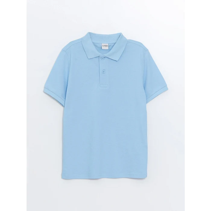 LCW Kids Mavi Polo Yaka Kısa Kollu Basic Erkek Çocuk Tişört