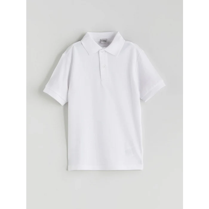 LCW Kids Beyaz Polo Yaka Kısa Kollu Basic Erkek Çocuk Tişört