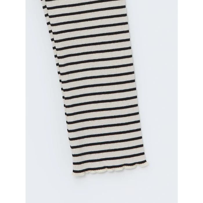 LCW Kids Siyah Beli Lastikli Çizgili Kız Bebek Tayt