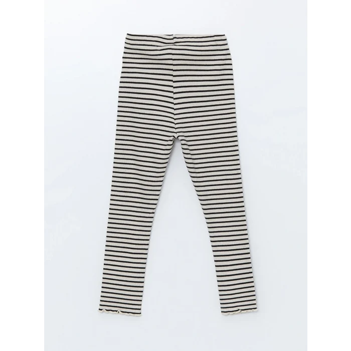 LCW Kids Siyah Beli Lastikli Çizgili Kız Bebek Tayt