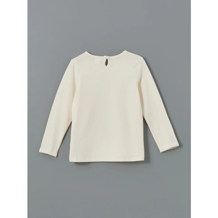 LCW Kids Ekru Baskılı Kız Çocuk Tişört