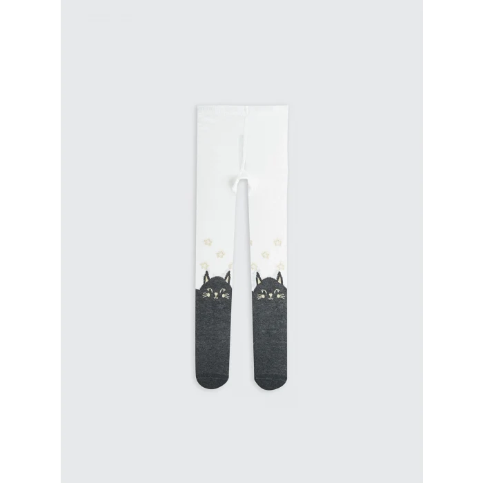 LCW baby Antrasit Desenli Kız Bebek Külotlu Çorap