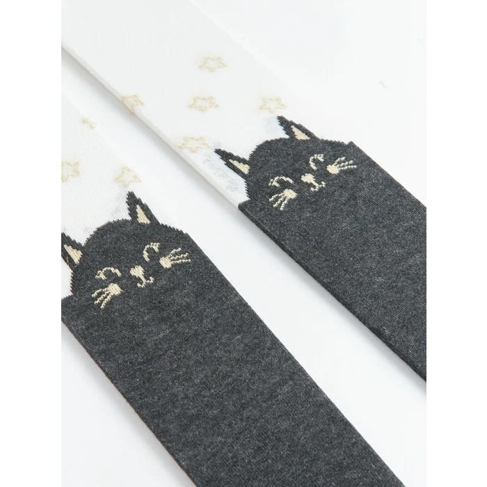 LCW baby Antrasit Desenli Kız Bebek Külotlu Çorap