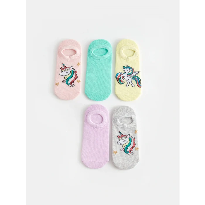 LCW Kids Pembe Desenli Kız Çocuk Sneaker Çorap 5li