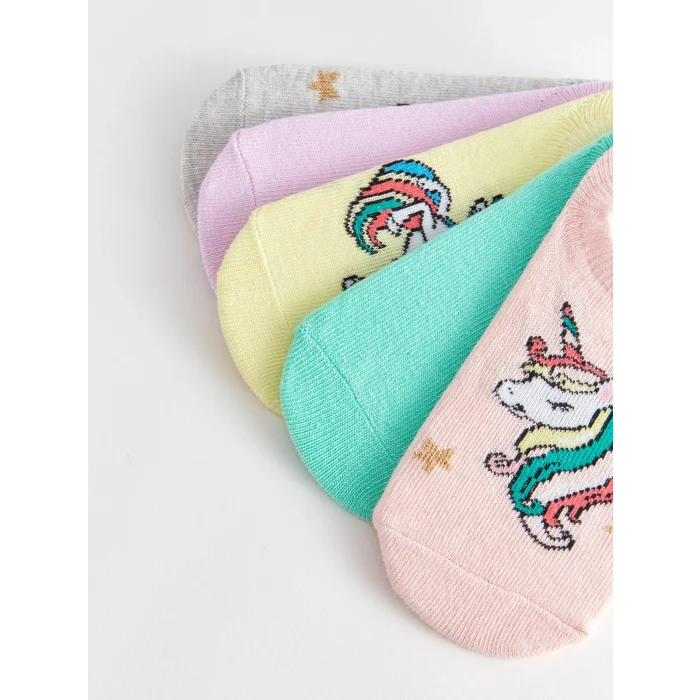 LCW Kids Pembe Desenli Kız Çocuk Sneaker Çorap 5li