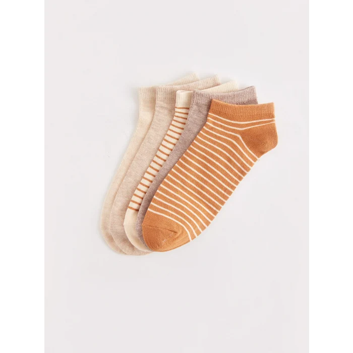 LCW DREAM Kahverengi Çizgili Kadın Patik Çorap 5li