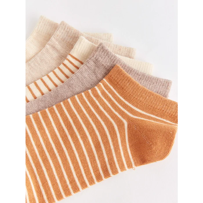 LCW DREAM Kahverengi Çizgili Kadın Patik Çorap 5li