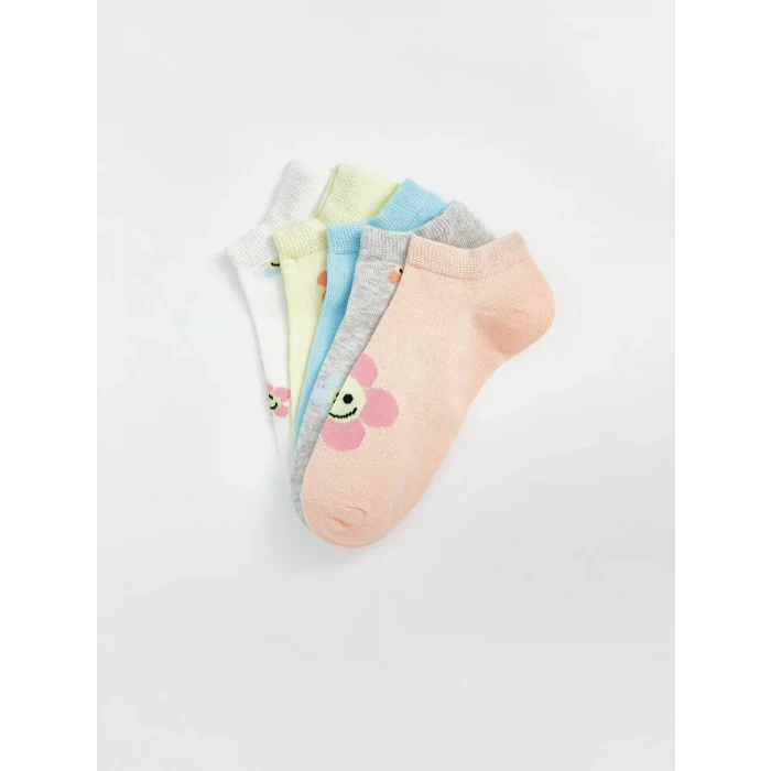 LCW Kids Pembe Desenli Kız Çocuk Patik Çorap 5li