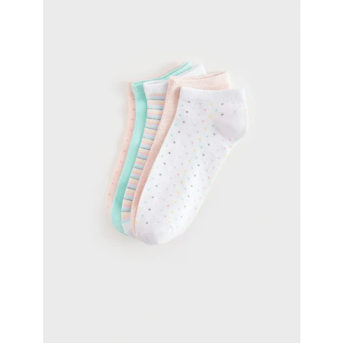 LCW DREAM Beyaz Desenli Kadın Patik Çorap 5li