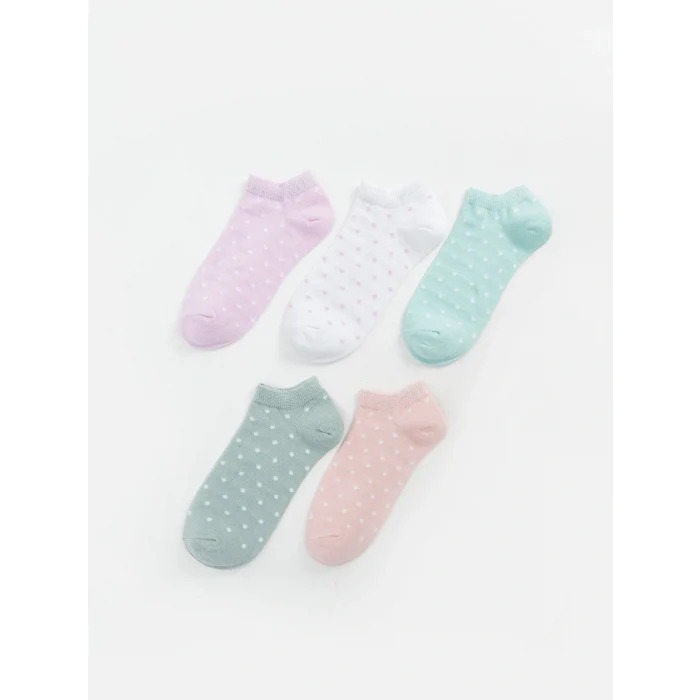 LCW Kids Lila Puantiyeli Kız Çocuk Patik Çorap 5li