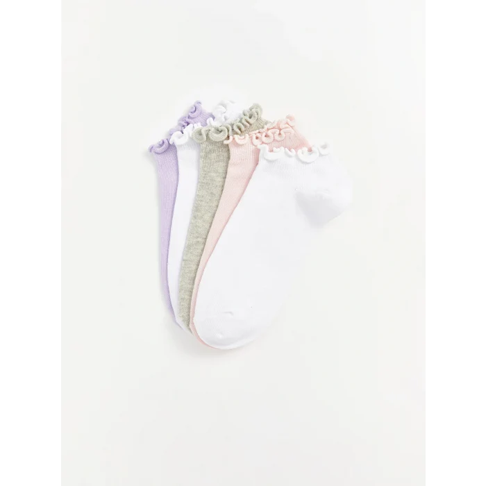 LCW Kids Ekru Basic Kız Çocuk Patik Çorap 5li