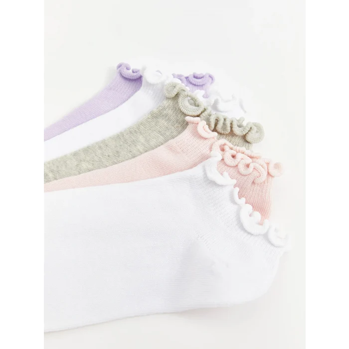 LCW Kids Ekru Basic Kız Çocuk Patik Çorap 5li