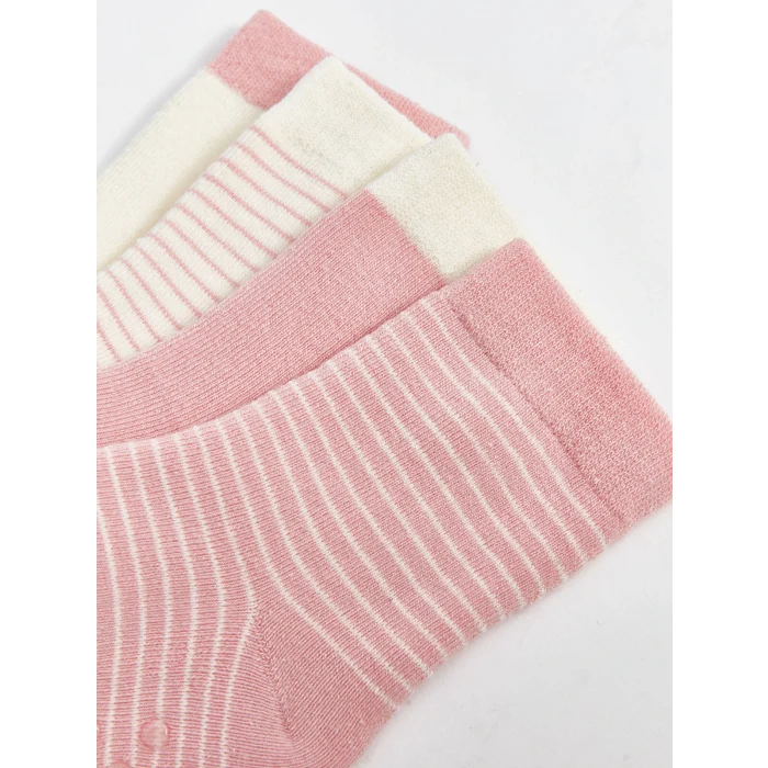 LCW baby Pembe Çizgili Kız Bebek Soket Çorap 4lü