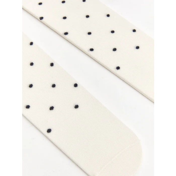 LCW baby Ekru Desenli Kız Bebek Külotlu Çorap 2li