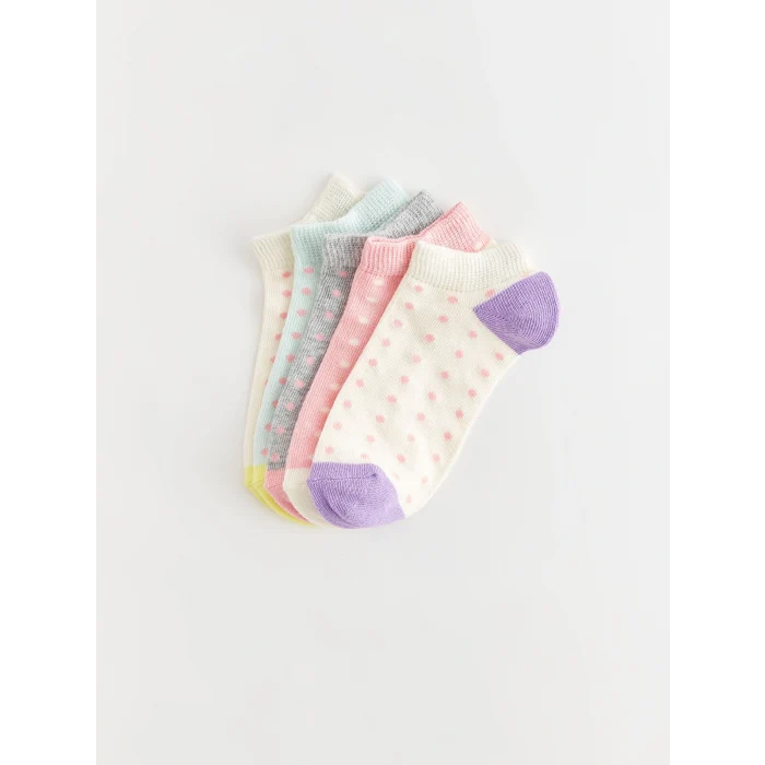 LCW Kids Ekru Puantiyeli Kız Çocuk Patik Çorap 5li