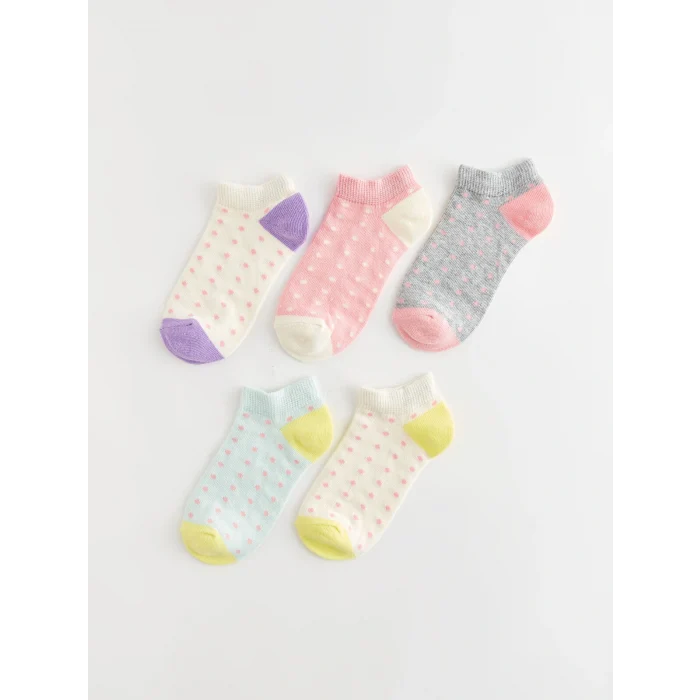 LCW Kids Ekru Puantiyeli Kız Çocuk Patik Çorap 5li