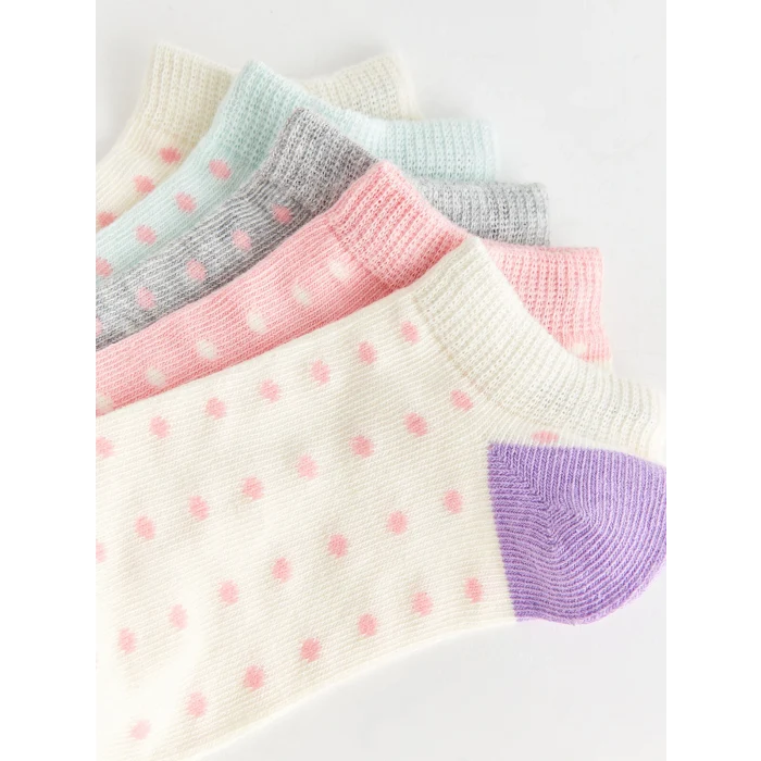 LCW Kids Ekru Puantiyeli Kız Çocuk Patik Çorap 5li