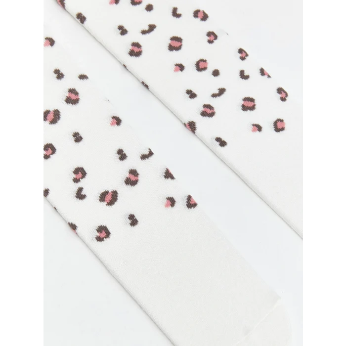 LCW baby Ekru Baskılı Kız Bebek Külotlu Çorap 2li