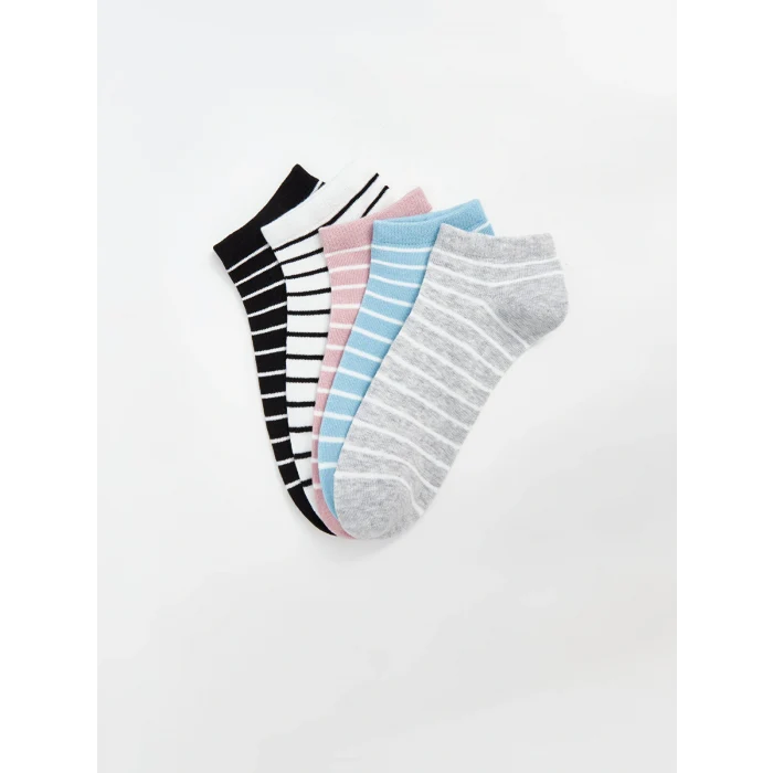 LCW DREAM Ekru Çizgili Kadın Patik Çorap 5li
